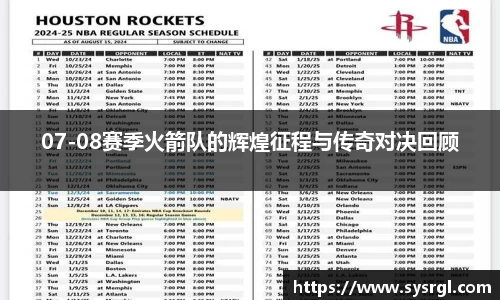07-08赛季火箭队的辉煌征程与传奇对决回顾